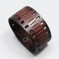New Design Personality Retro Wide Genuine Leather Punk Style Simple Hollowed Out Geometric Unisex Men's Bracelet