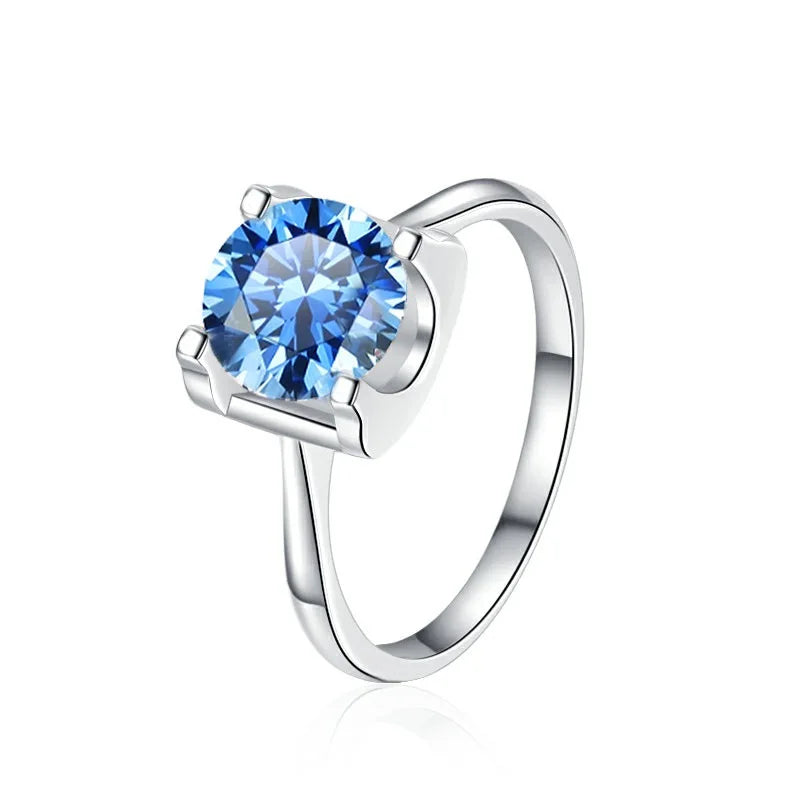 Fashion Moissanite Diamond Women Luxury Wedding Rings Round Cut Sterling Silver Moissanite Ring