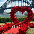 Handmade Red Heart Flower Arch Decor Heart Shaped Flowers Backdrop Wedding Floral Arch for Valentines Day and Wedding Decoration