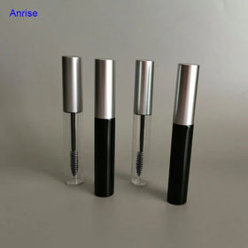 Luxury 8ml Black Plastic Mascara Wand Tube Container Empty Mascara Brush Bottle With Aluminum Cap