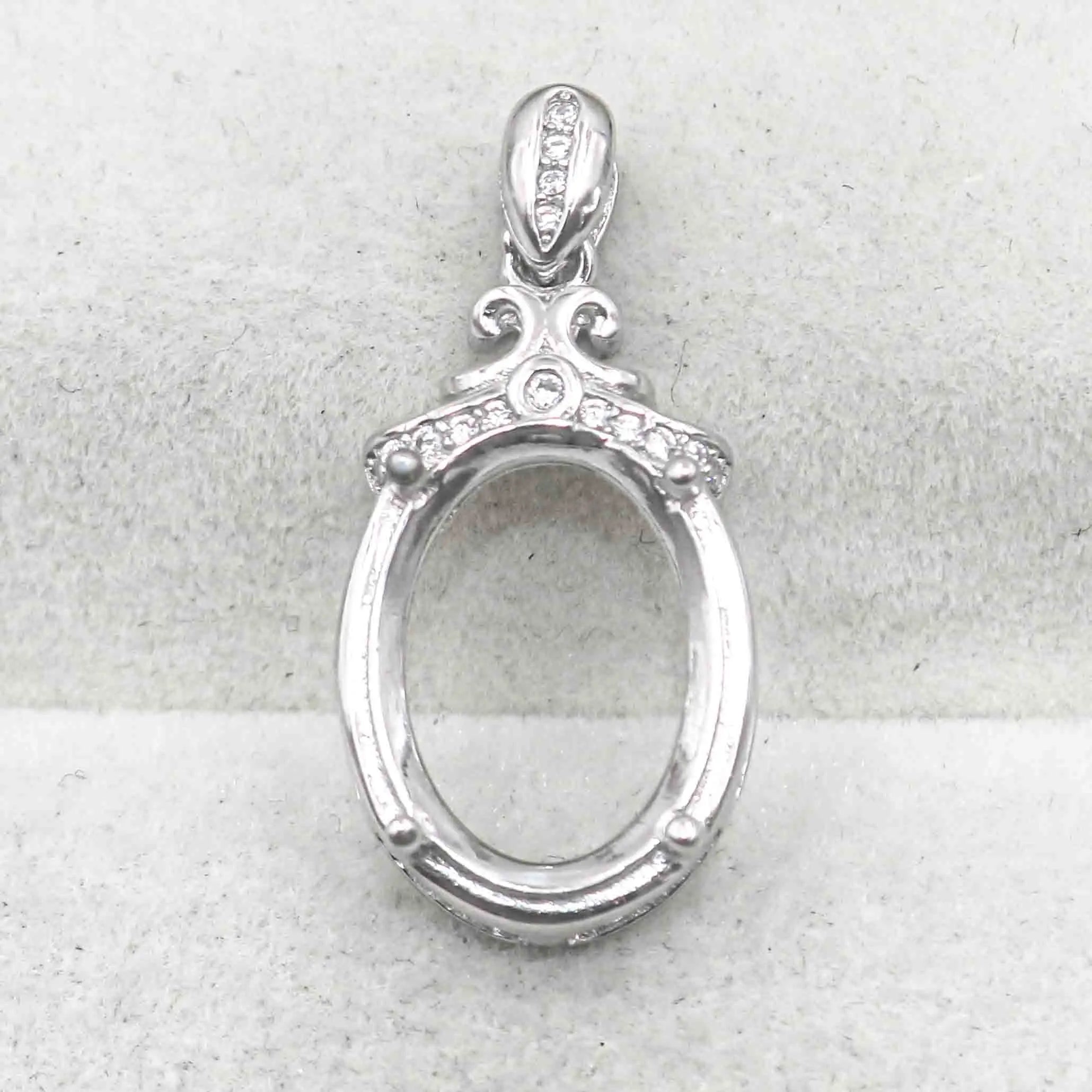Sterling Silver 11*15mm Semi Mount Pendant Empty Frame Blank Support Setting S925 Base Holder Without Center Stone for DIY Inlay
