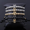 New Design Custom Stainless Steel Beads CZ Crown Charm Macrame Bracelet WIth Logo JBS12439