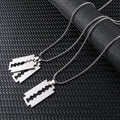 Mens Jewelry Cool Shaver Necklace Creative Stainless Steel Silver Color Sweater Chain Razor Blade Pendant Necklace