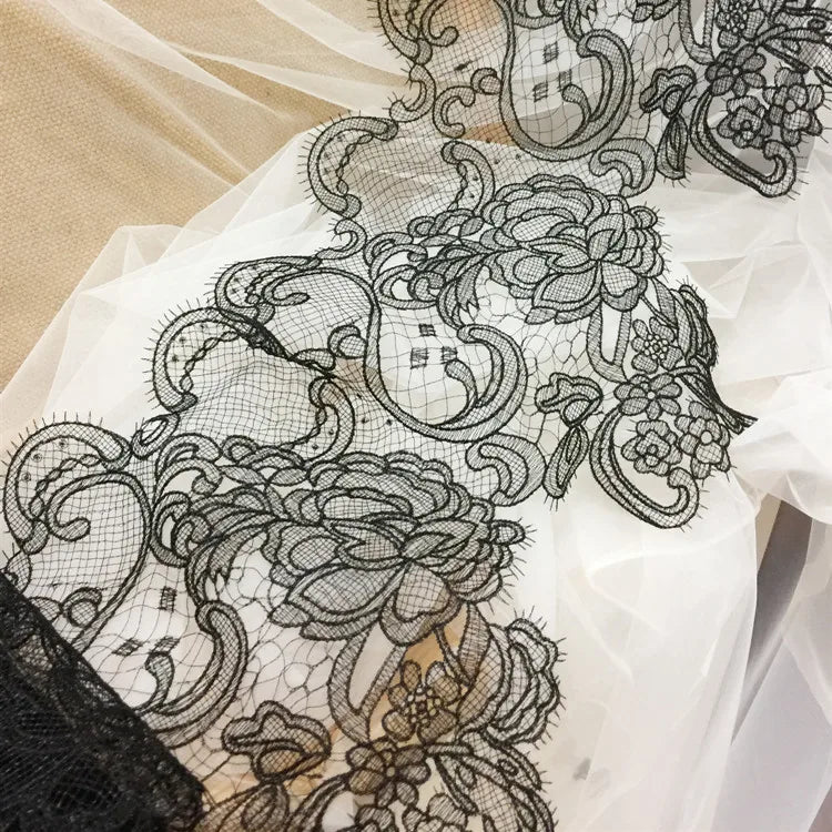 New 3D Black and White Fishing Line Lace Accessories for Garments