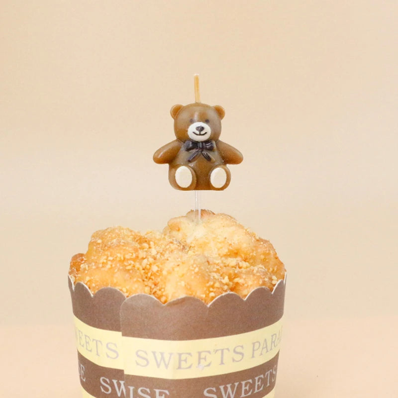 Single Bear Shaped Birthday Candles for  Children With PET Box Pack