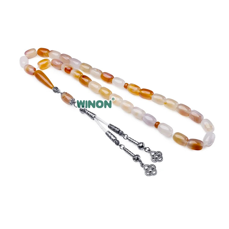 Wholesale 33 Beads Islamic Agate Barrel Prayer Beads Religious Islamic Rosary Anniversary Gift Unisex