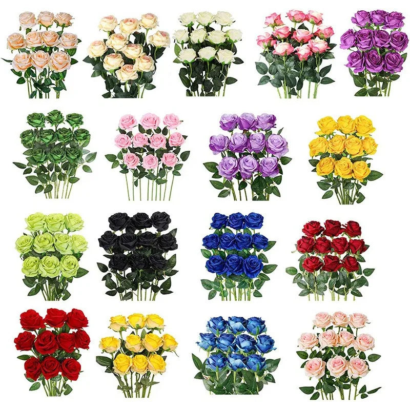Hot Sale Single Stem Handmade Silk Rose Flower 32 Colors Available for Wedding Christmas Graduation Decoration 32 Colors