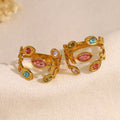 Wholesale Personalized Stainless Steel Hand Jewelry-Colorful Leaves Zircon Ring Light Luxury Trend Irregular Opening Engagement