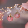 2022 Women Sweet Pink Pearl Butterfly Earrings Female Temperament Pendientes De Opalo Pink Opal Earrings