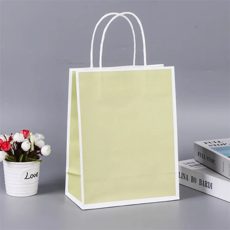 Hot Sale Reusable Kraft Paper Shopping Gift Bag with Handle Custom Packaging for Supermarket Use and Promotion MOQ 500