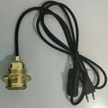 Double Ring E27 Aluminium Lamp Holder Indoor Pendant Light with 2M Fabric Cord & EU Plug DIY Screw Style Power Switch