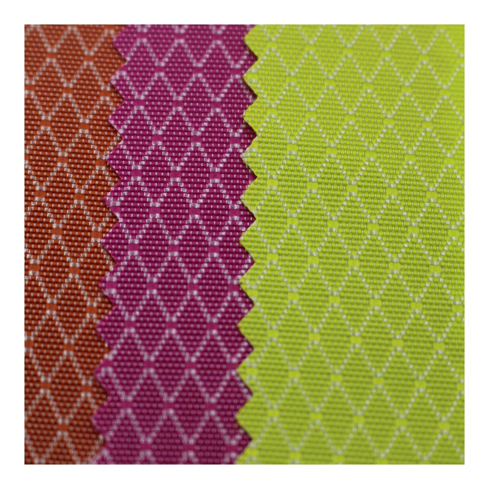 Yarn Dyed 420D Two Tune Prismatic Grid Fabric with PU Coated for Bags