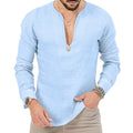 RNSHANGER New Men's Spring Shirts Casual Deep V-Neck Solid Color Thin Breathable Man Shirts Streetwear Large  Size 3XL Shirt