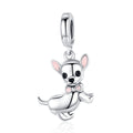 Cute Pet Chihuahua Dog Pendant Charm Silver 925 Original Pink Enamel Ear Fashion Jewelry Gifts Girl Accessories SCC1317