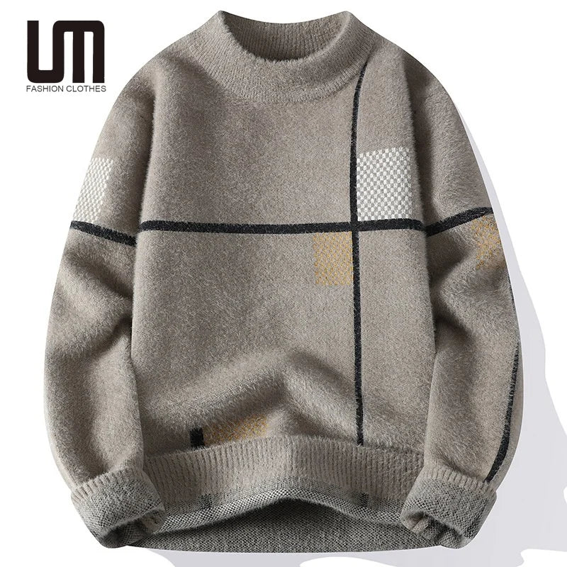 Liu Ming Clearance Sales Wholesale Autumn Winter Fashion Men Loose Casual Round Neck Pullovers Thick Warm Sweater