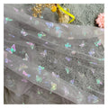 DX128 Stock Light Pink Polyester Tulle Fabric with Rainbow Color Butterfly Bronzing Net Mesh Fabric Wholesale