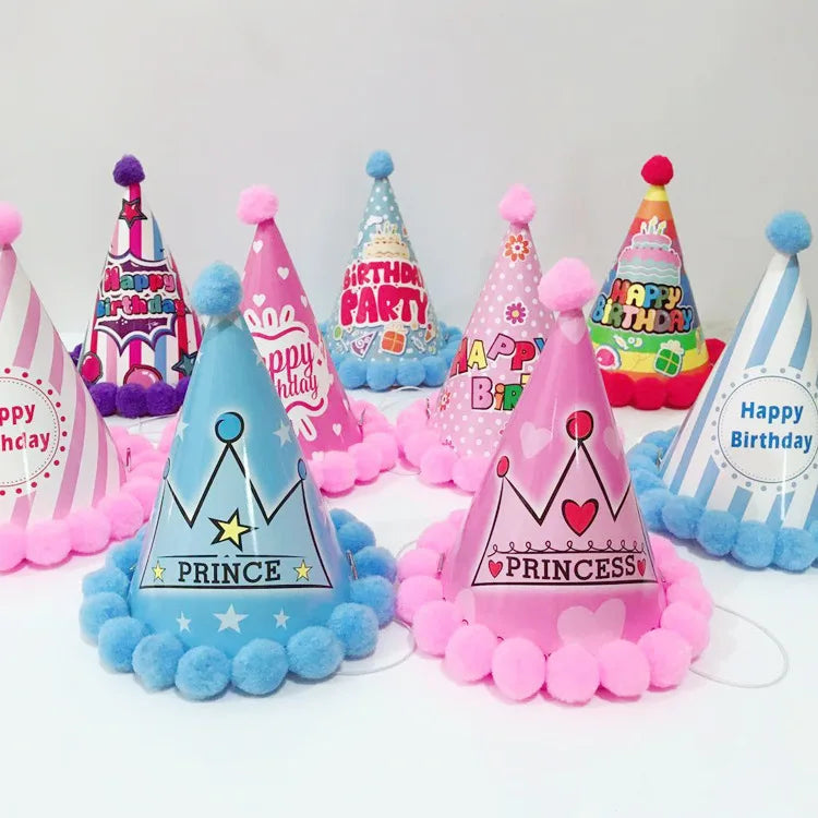 Kids Party Supplies Prince and Princess Birthday Hat Printing Crown Happy Birthday Supplies Hat