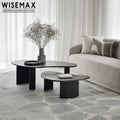 WISEMAX FURNITURE Nordic Living Room Furniture Irregular Shape Tea Table Black Curved Legs Wooden Coffee Table for Home