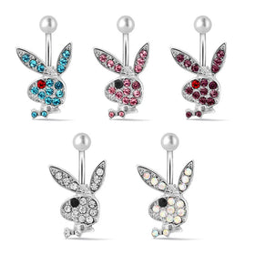 CLBX Wholesale of Stainless Steel Cartoon Rabbit Navel Ring Navel Nail Human Puncture Jewelry Yiwu Market Products