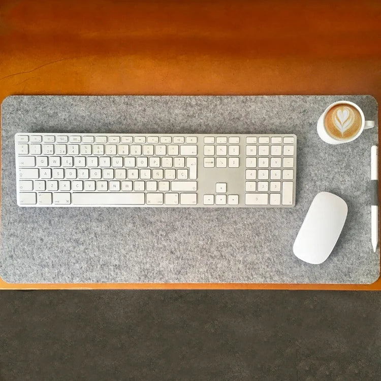 Universal Non-Slip Laptop Keyboard Felt Desk Mat Large Extended Natural Wool Mouse Pad With Pen Loop