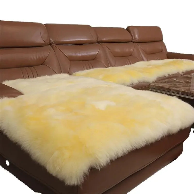 MWfur Natural Sheepskin Cushion Square Shape Customized Rug Fashion Australian Sheepskin Seat Cover for Sofa