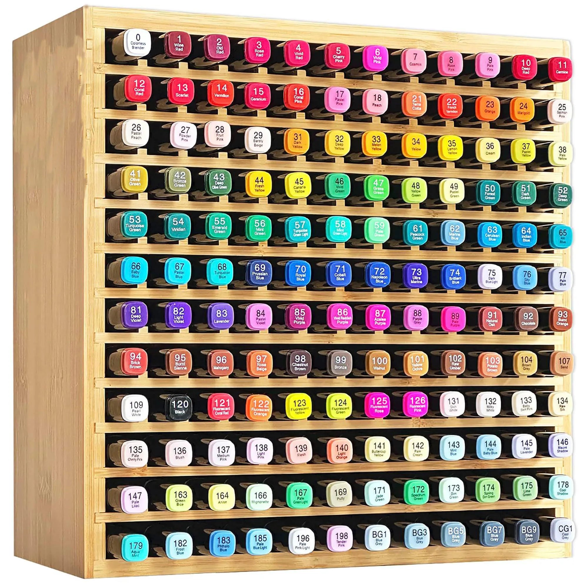 144 Markers  Bamboo Art Storage Organizer Rack  Art Markers Pens Colored Pencils  Holder for Home Classroom Office Desk Decor