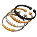 Wholesale Personalized Punk Style 18K Gold-plated Stainless Steel Cable Open Bracelet DIY Carved LOGO Men's Fashion Gift Jewelry