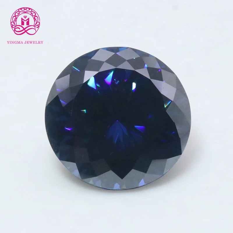 Fashion  Vivid Lab Grown VVS Sapphire Blue Loose Diamond Round Brillant Cut Moissanite for Jewelry