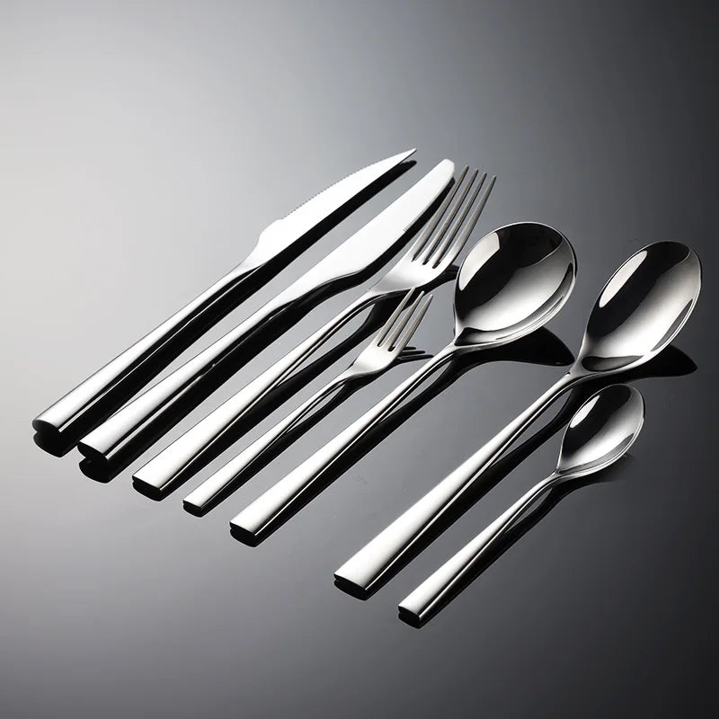 304 Stainless Steel New Western Style Cutlery Knife Fork Spoon Edge Wrapped Steak Thickened High Aesthetic Hotel Use Flatware
