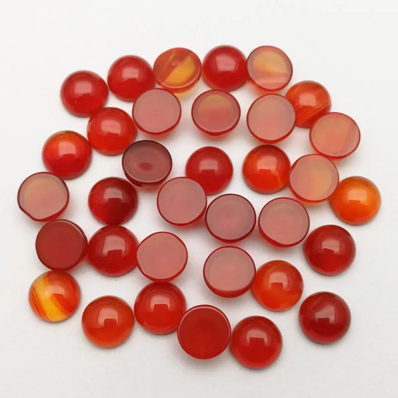 Huiying New Stone Cabochon Hot Sale Semi Precious Crystal Gemstone 8mm Red Agate Round Cabochon Crafts