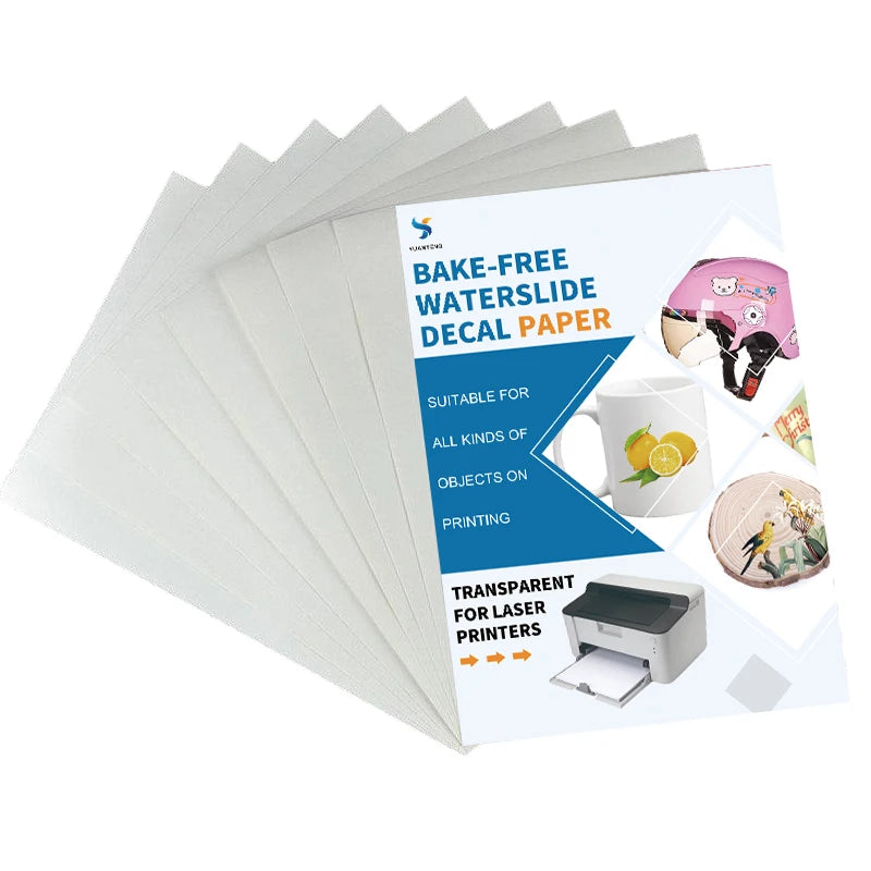 20 Sheets A4 High Sticky Bake Free Printable Water Slide Decal Paper No Baking Clear Transfer for Ceramic Glass