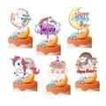 Cake Inserts White Acrylic Color Printing Cartoon Series Birthday Party Decoration Flag  Caketopper