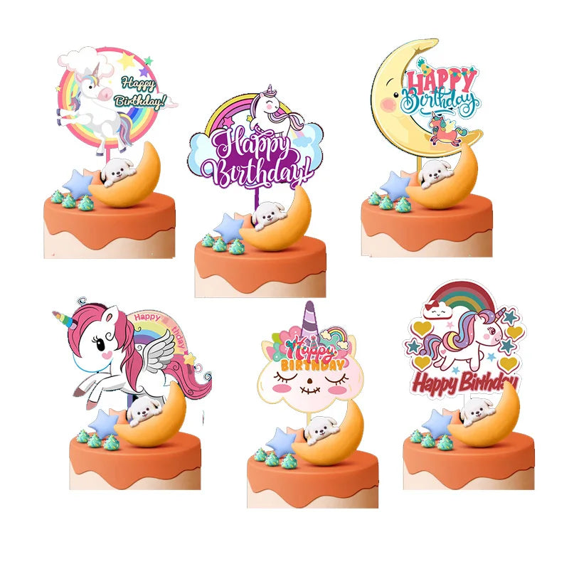Cake Inserts White Acrylic Color Printing Cartoon Series Birthday Party Decoration Flag  Caketopper