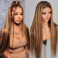 100% Raw  Hair Long Lace Straight Wigs HD Transparent Lace Virgin Cuticle Aligned Pre-Plucked Human Hair