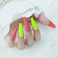CHEAP Abs extra Long Coffin Ballerina Colorful Frosted Fake Gel Acrylic Stick on Nails Press on in Bulk Sets