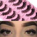 10 Pairs Natural Soft Faux Mink Lash Boxes Custom Logo 3D Volume Vegan Cruelty Free Cat Eye Lashes Full Strip Reusable Black