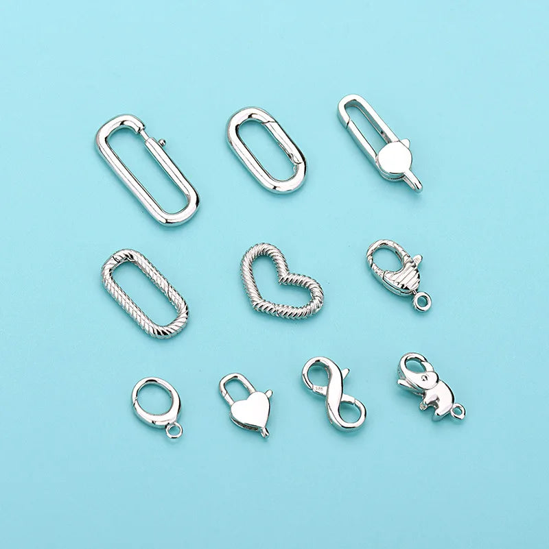 Sterling Silver Lobster Clasps Rectangle Heart Elephant Infinity Clasp for Necklace Bracelet Jewelry Making
