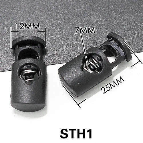 Customizable Plastic Cord Lock Stopper Black White Toggle Elastic Cord Ending Clip