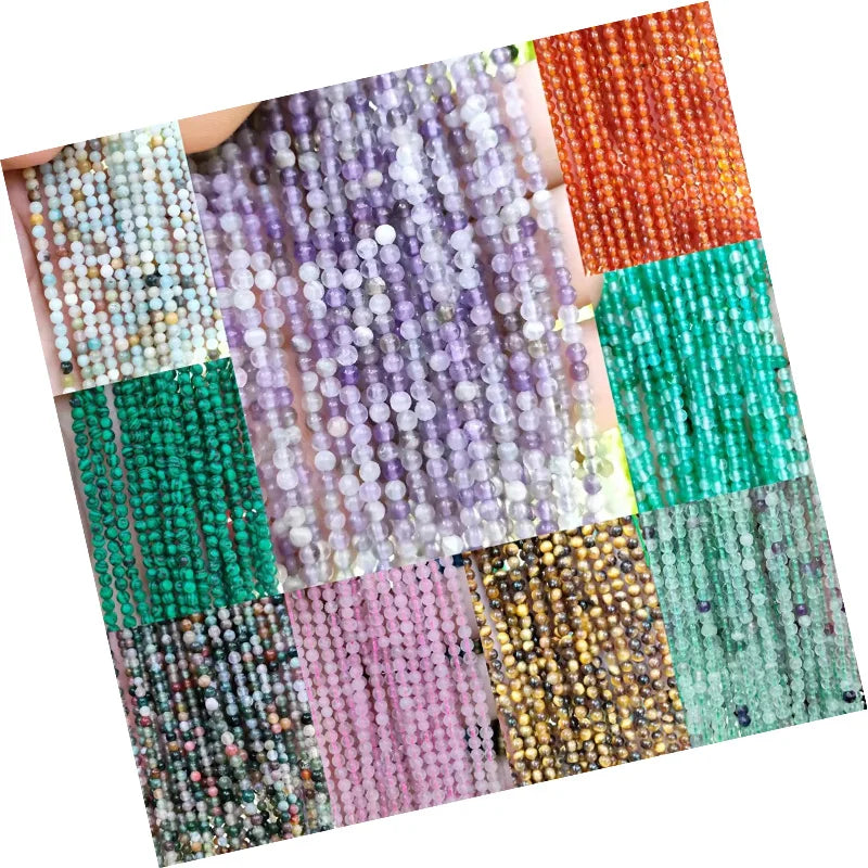 2mm 3mm Natural Stone Round Beads Agate Crystal Loose Beads Beaded Diy Jewelry Accessories