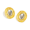 Exaggerated Large Round Circle Stud Earrings for Women Classic Vintage Gold Color Metal Oval Smooth Drop Earring Jewelry