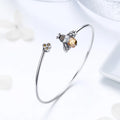 Lovely Bee  and Honeycomb  925 Sterling Silver Bracelets Bangles with Charms for Women's OEM/ODM