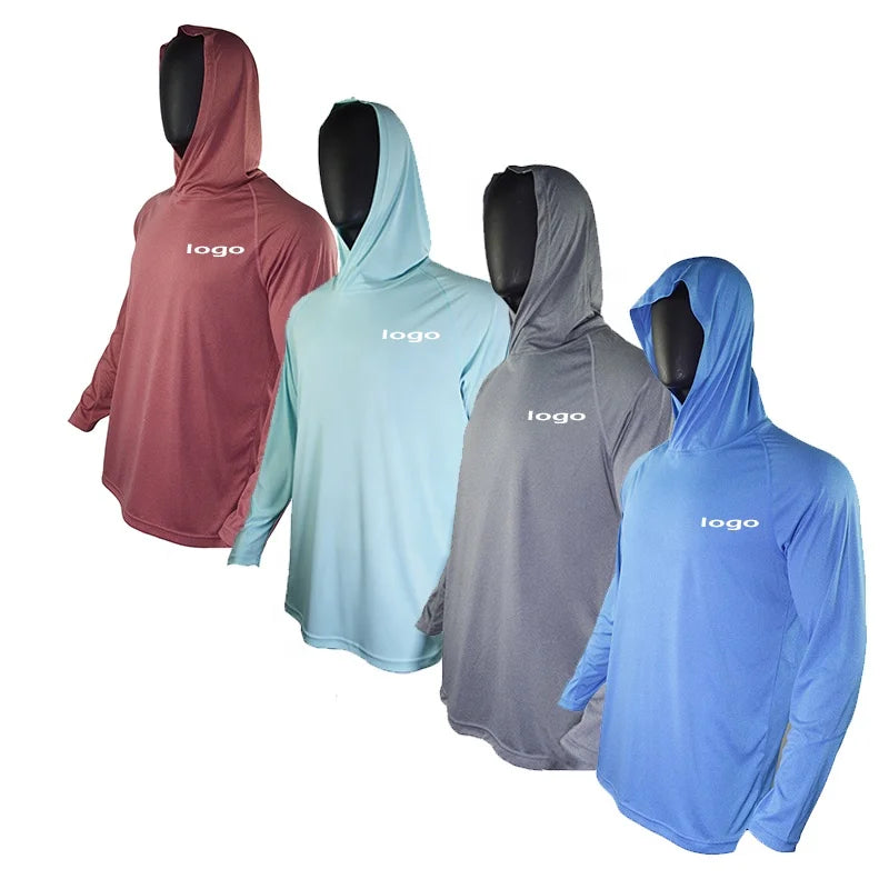 Custom Logo Mens Fishing Shirts Hoody New Design 100% Polyester Sublimated Quick Dry with UPF 50 UV Protection Plus Size