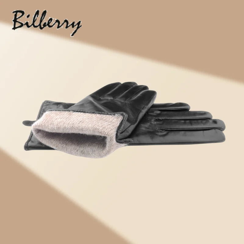 Sample Support Custom Black Sheepskin Leather Gloves for Men Classical Style Waterproof for Daily and Outdoor Use for Winter