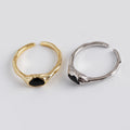 Ins Fashion 925 Silver Irregular Black Zircon Jewelry 18K Gold Plated Sterling Silver Opening Ring for Women