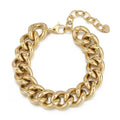 Wholesale 2025 Hot Sale 18K Gold Plated Hollow Geometric Cuban Chain Bracelet Thick Stainless Steel Jewelry Wholesale