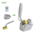 Kitchen Sink Cleaning Brush Replaceable Heads Plastic Soap Dispenser Hand Design Style Sponge Material for Dishwashing Cleaning