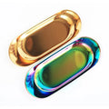 Nordic Style Stainless Steel Metal Tabletop Golden Oval Decorative Storage Tray
