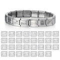 Italian Charm Laser Engraving Date Stainless Steel Charm Bracelet 9mm DIY Elastic Link Chain Jewelry Accessories Gift  Bracelet