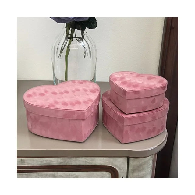 AM-GPB14 Ammy 3in1 Velvet Heart-shaped Rose Flower Gift Box  Velvet Cover Diamond Flannel Valentines Mothers' Day Empty Box