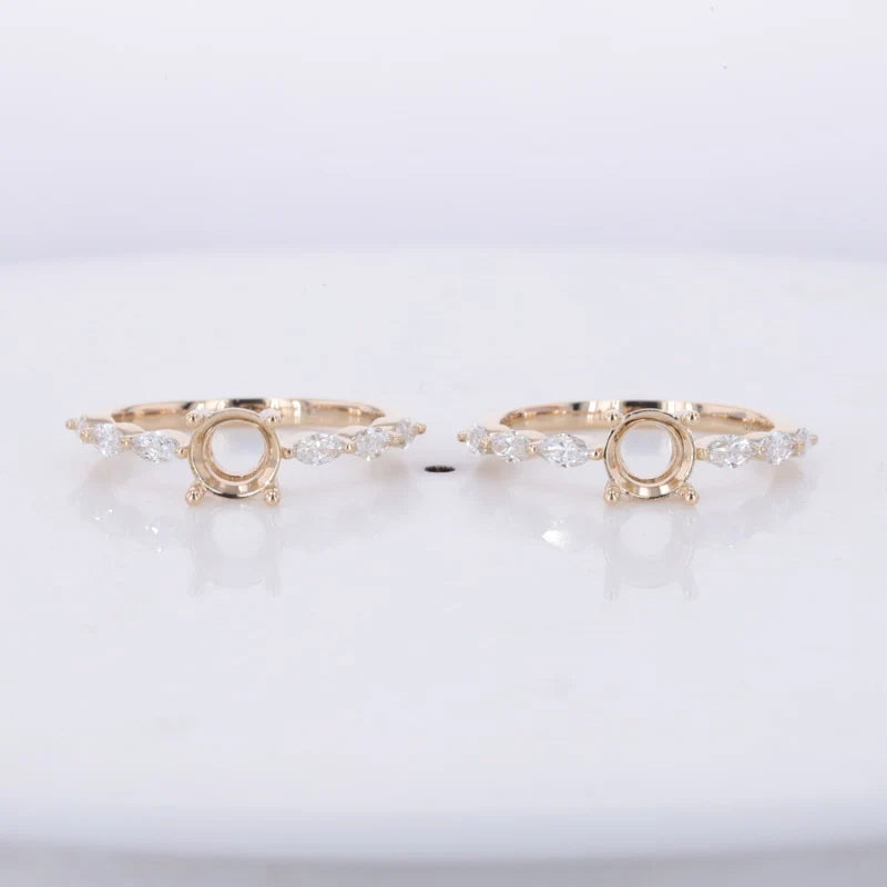 Starsgem 14k Yellow Gold Ring DEF VVS Fancy Shape Moissanite Semi Mount Ring Blank 14kt Gold